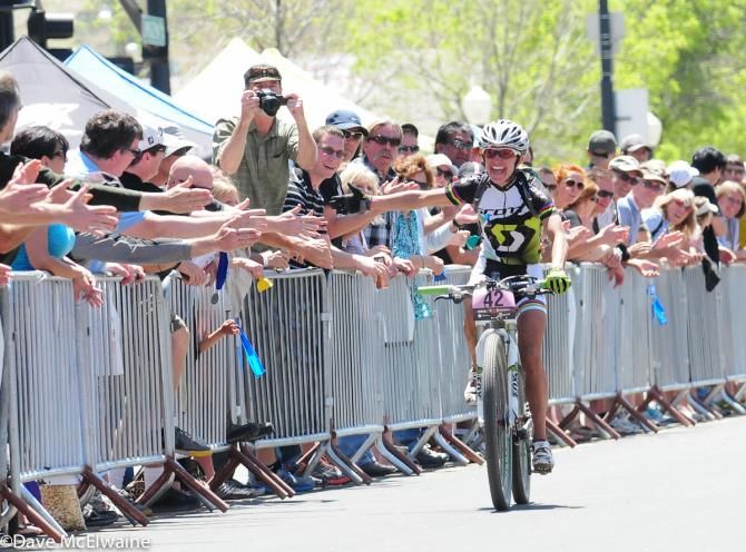 Lesley Paterson (Scott) enjoying her victory