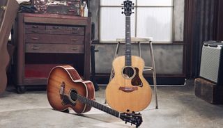 Two of Taylor's new Gold Label Collection guitars