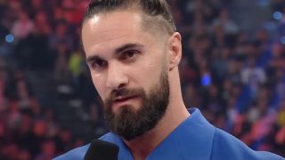 Seth Rollins speaking in the WWE ring