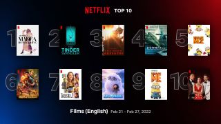 Image officielle du top 10 des films Netflix au 27 février 2022.