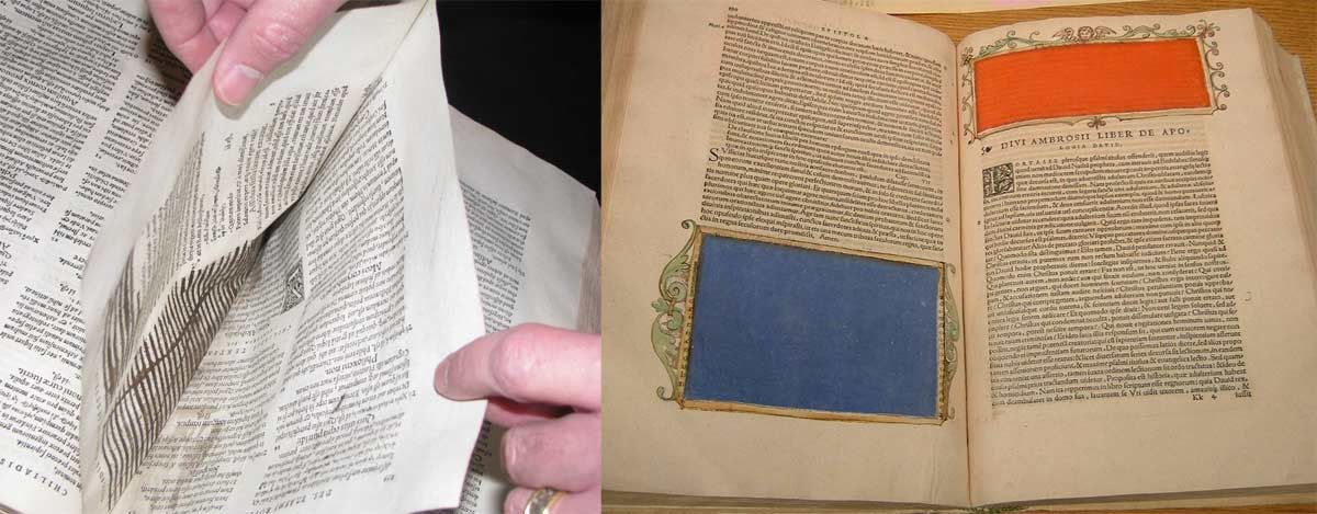 Two 16th-century books by Erasmus, showing two different kinds of censorship.