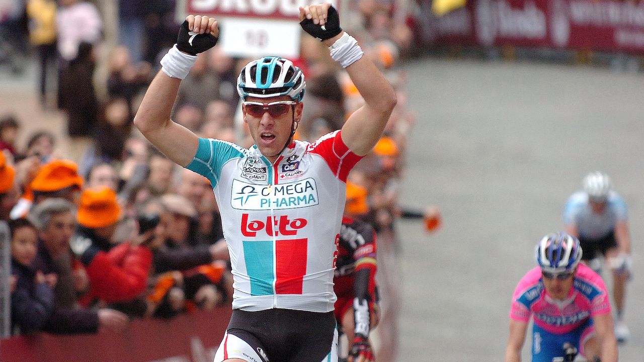 Philippe Gilbert (Omega Pharma-Lotto) takes the 2011 victory in Siena