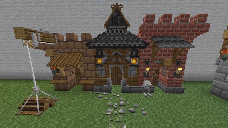 Minecraft build made with More Custom Blocks 2 addon, showcasing a variety of custom blocks to demonstrate how unique builds can be.