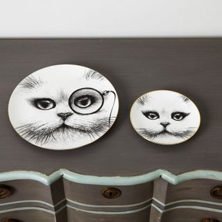 Graham and Green monacle cat plates