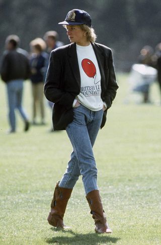 Princess Diana in jeans and cowboy boots