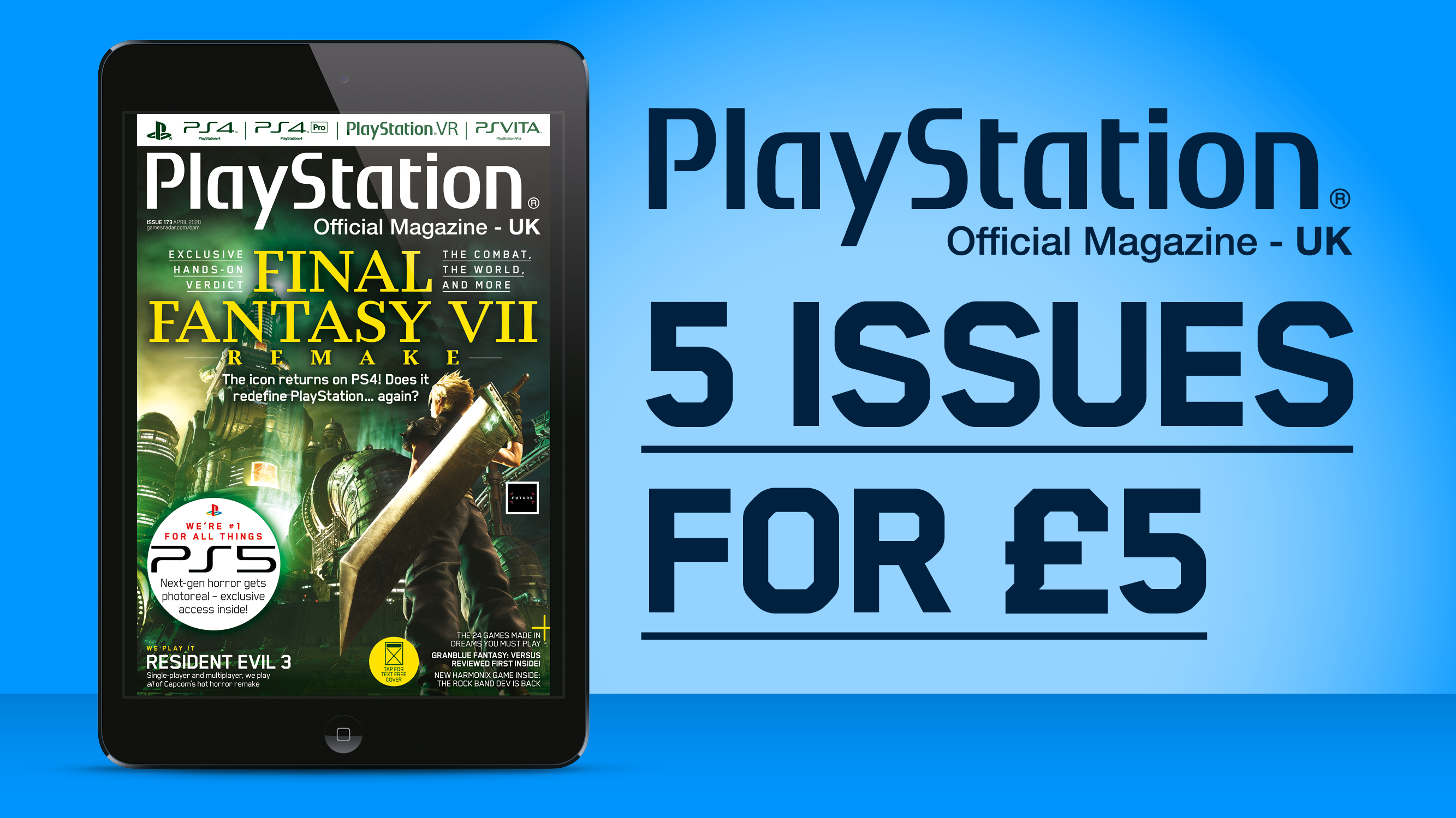 Spending time at home? Get five issues of Official PlayStation Magazine for £5 with a digital subscription