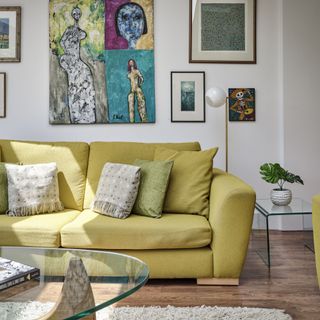 Light green couch in modern living room