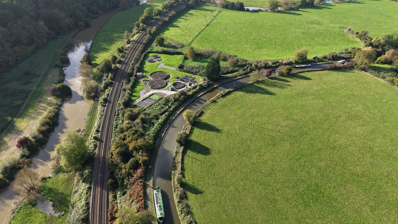 A shot of Avoncliff, UK, taken with a DJI Air 3S drone