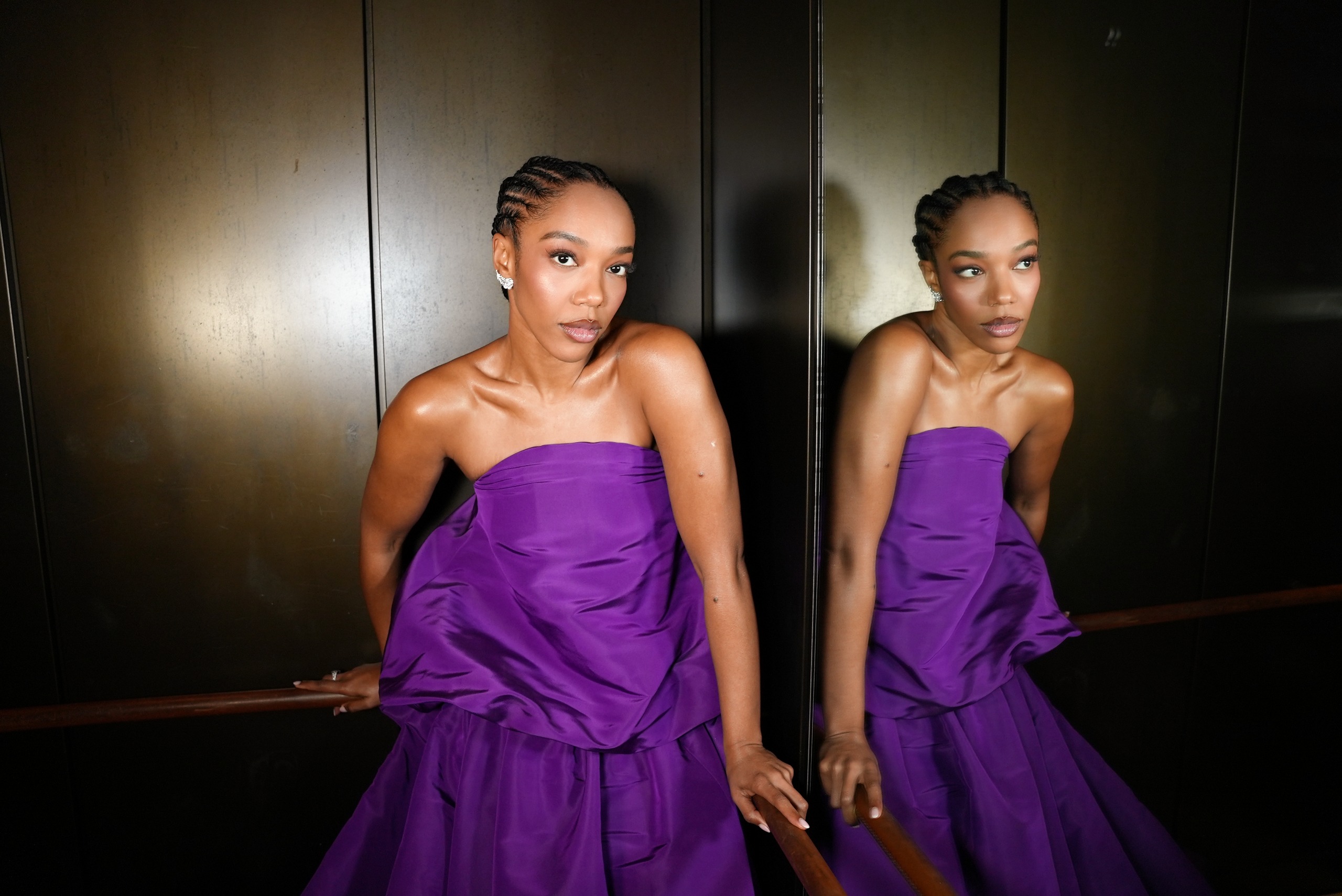 Naomi Ackie's getting ready photos before the 2026 Academy Museum Gala
