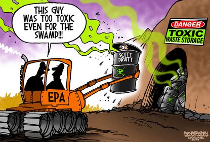 Political Cartoon U.S. Scott Pruitt resignation EPA swamp toxic