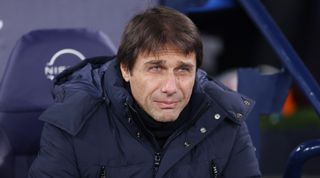 Tottenham Hotspur head coach Antonio Conte during the Premier League match between Manchester City and Tottenham Hotspur on 19 January, 2023 at the Etihad Stadium in Manchester, United Kingdom