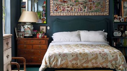 Blue bedroom with traditional decor