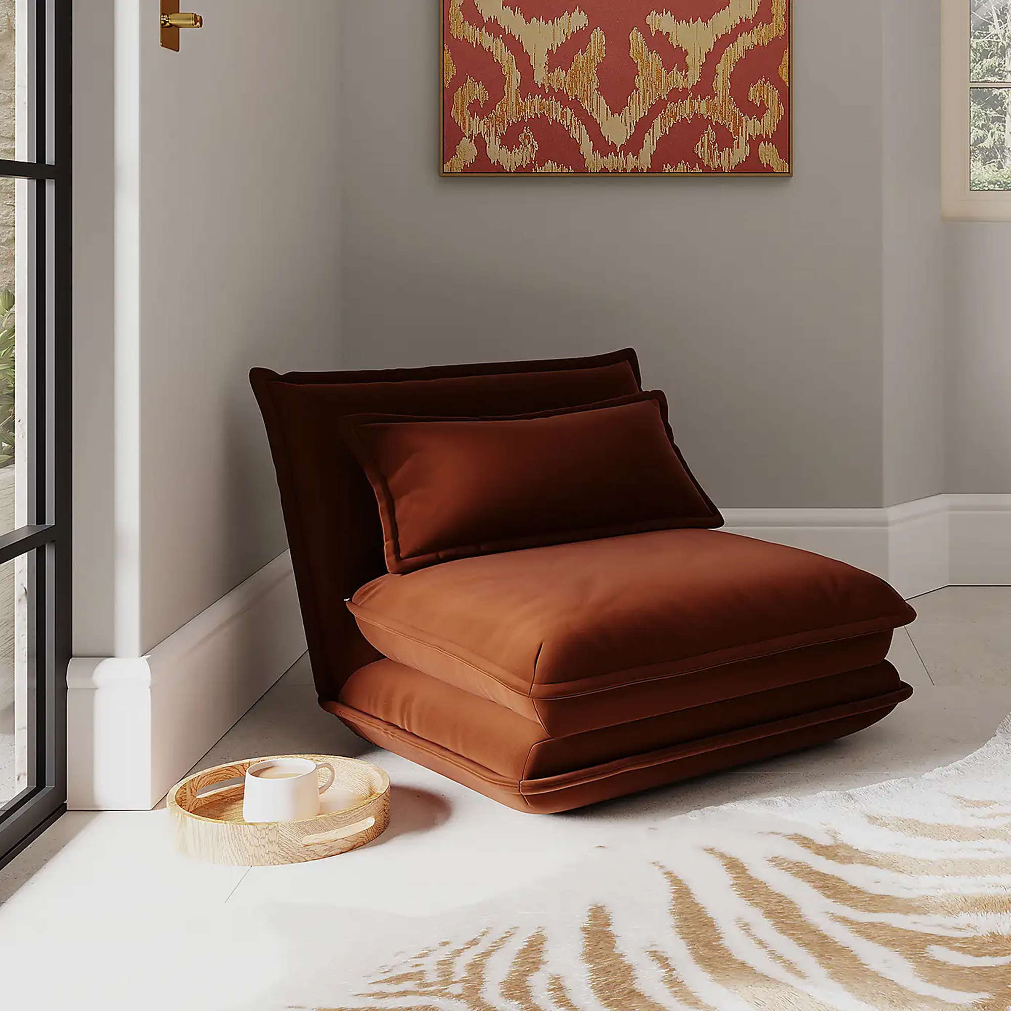 Dunelm, Jackson Velvet Foldable Single Sofa Bed