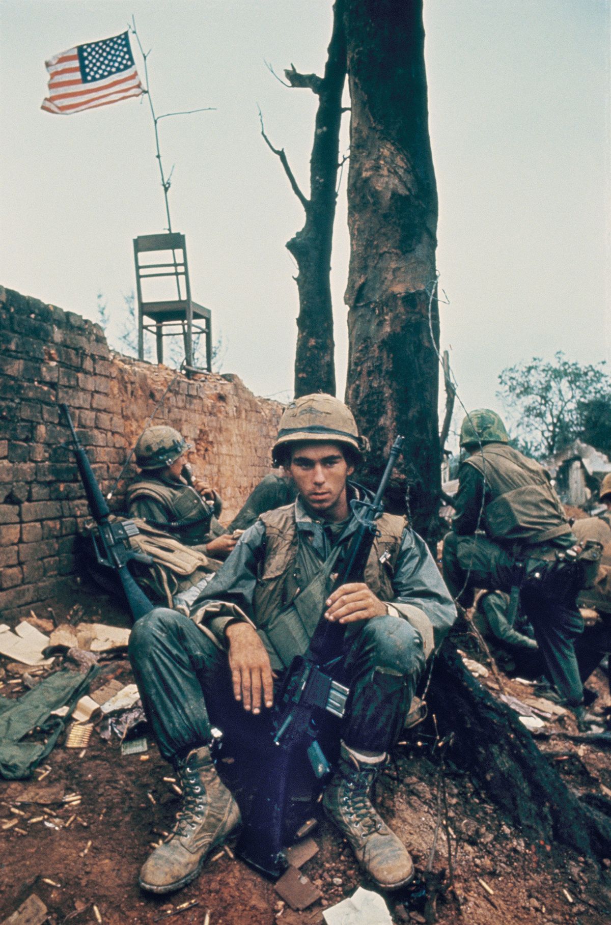 &ldquo;The image of the soldier was used on the front cover of The Sunday Times. He was killed a few months later inanother battle. The soldier&rsquo;s brother sent me a letter with $10 in it and asked if I had a picture of his brother, couldI send it to him. I did send the picture along with his $10.When I did leave, I could barely hold a conversation anymore. I lifted off in a helicopter with the courageous French photographer Catherine Leroy.She was talking to me, but I simply couldn&rsquo;t make out what she was saying. Back at the press centre in Danang,I took all my clothes off for the first time in nearly two weeks and showered. I had been stoic enough in Hu&eacute;, but atthe camp, I couldn&rsquo;t think. I couldn&rsquo;t talk. I felt weak and vulnerable. All thesoldiers I knew from the battle were the same way&rdquo;