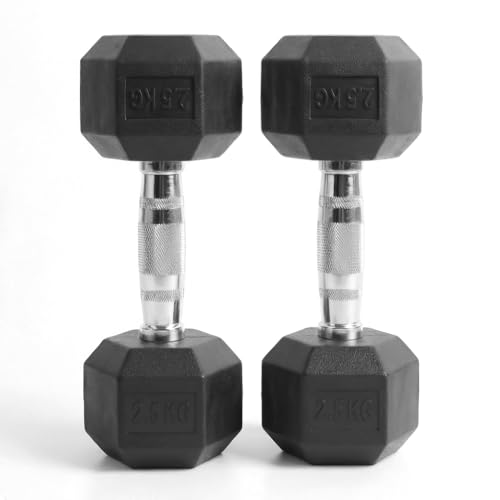 Hex Dumbbells Sets 1&amp;ndash;60kg | Heavy-Duty Rubber-Coated Cast Iron Weights, Anti-Roll Hex Design,ideal for Home Gym, Bodybuilding &amp;amp; Strength Training