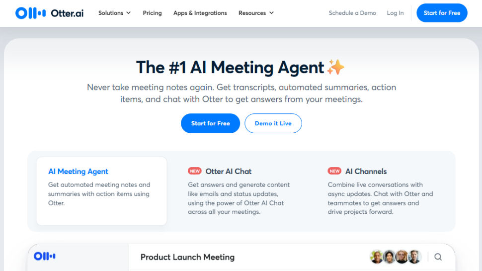 Otter.ai website screenshot (June 2025)