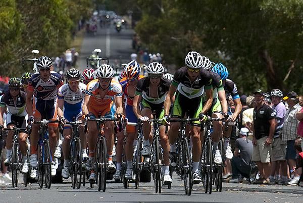 An elite group of riders formed at the front early into the race.