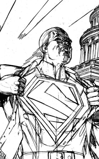 Preliminary sketch for Action Comics #9 cover