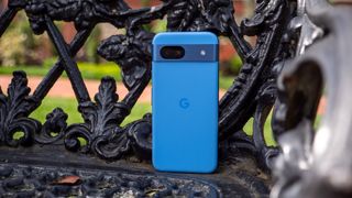 The back of the Bay blue Google Pixel 8a