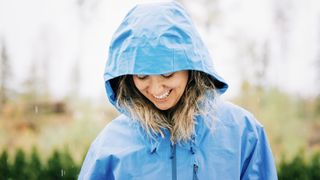 woman wearing waterproof jacket