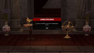 Nightingale screenshot of the player getting an error message