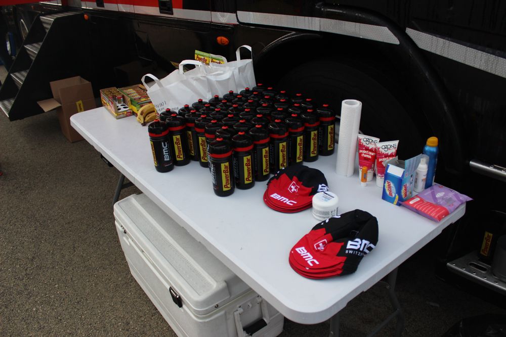 Riders have all the fuel they need outside the BMC Racing team bus