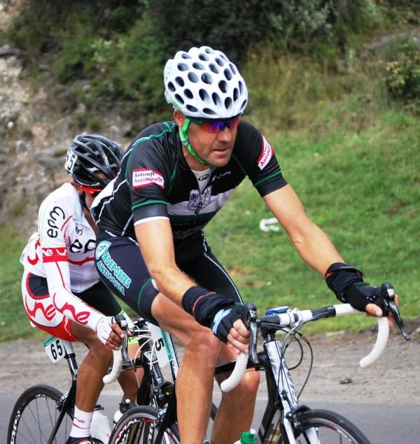 Jose Gutierrez rides on stage six.