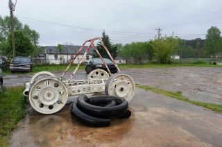A Brown Engineering prototype lunar rover, seen here as it appeared in 2015 in an Alabama junkyard, is now up for auction.