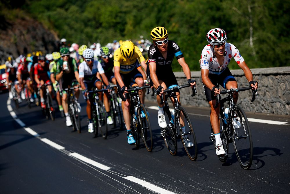 Richie Porte drives the pace for Team Sky.