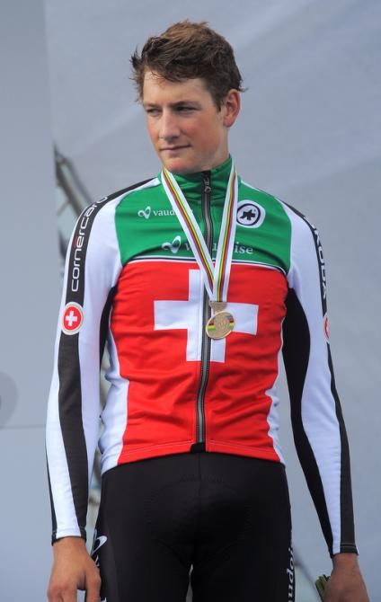 Stefan K&uuml;ng (Switzerland) on the podium after placing third