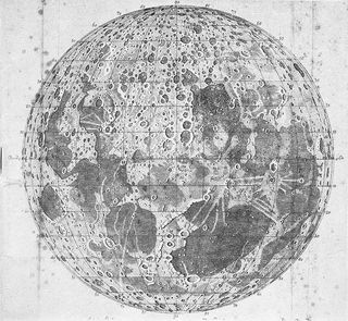 an old black and white map of the lunar surface