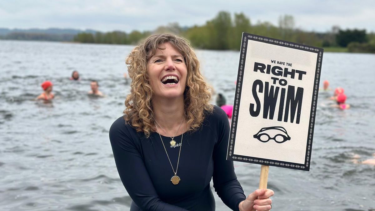 Swimmers at Chew Valley Lake protest