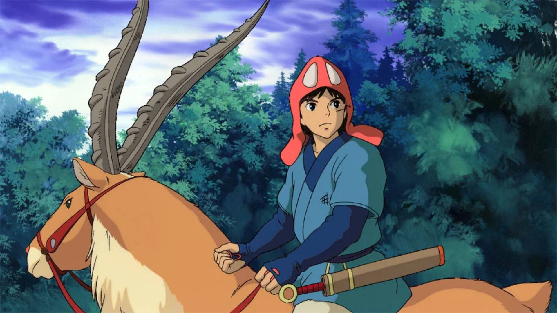 Ashitaka and Yakul in Princess Mononoke