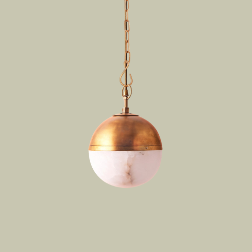 Ceres Pendant in Alabaster and Antique Brass Finish