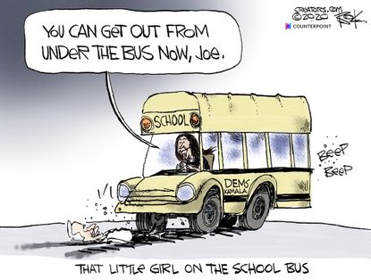 Political Cartoon U.S. Joe Biden Kamala Harris School Bussing Democrats