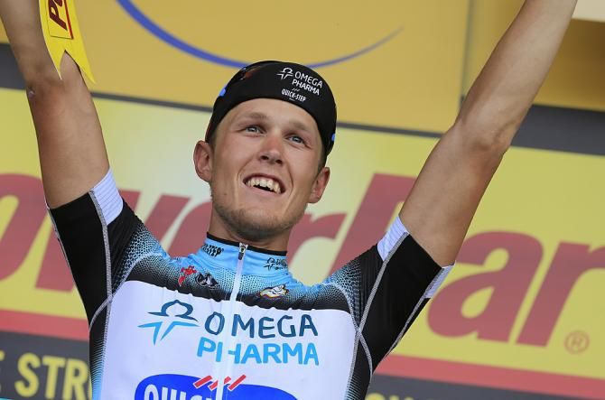 Matteo Trentin (Omega Pharma-Quickstep) won stage 14 of the Tour de France, his first pro win