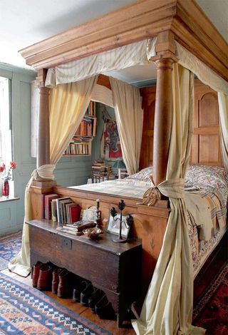Four poster bed in traditional Georgian townhouse