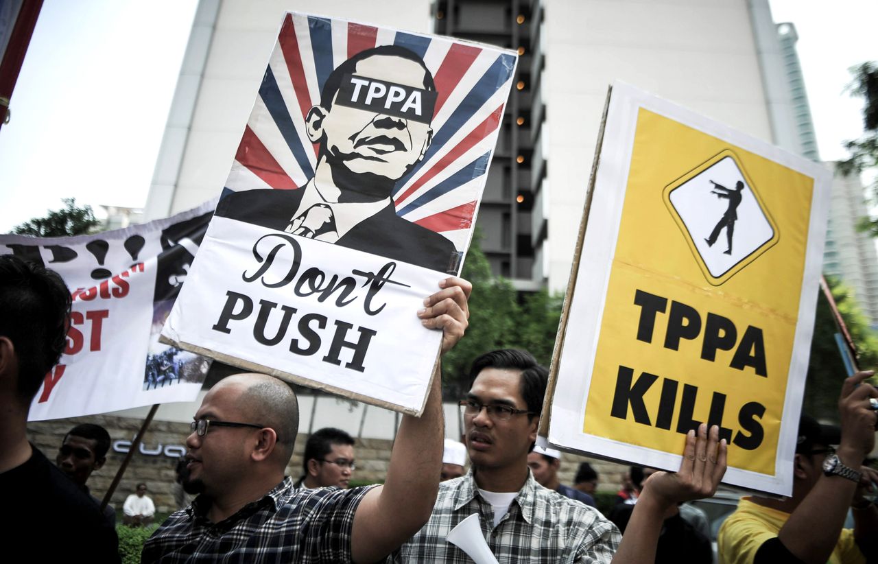 Malaysians protest the Trans-Pacific Partnership Agreement in 2014.