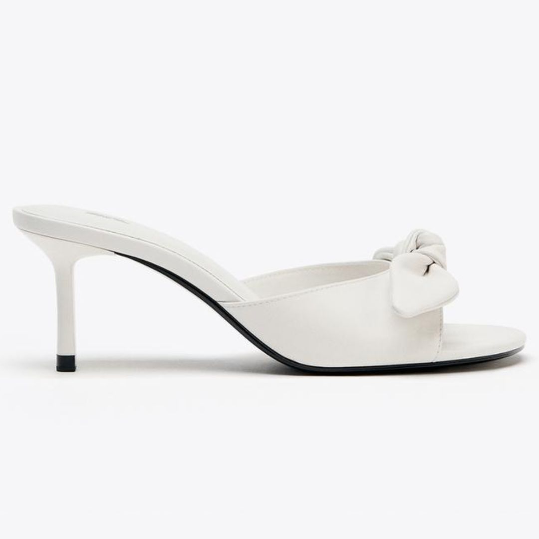 Zara Leather Bow Heeled Sandals