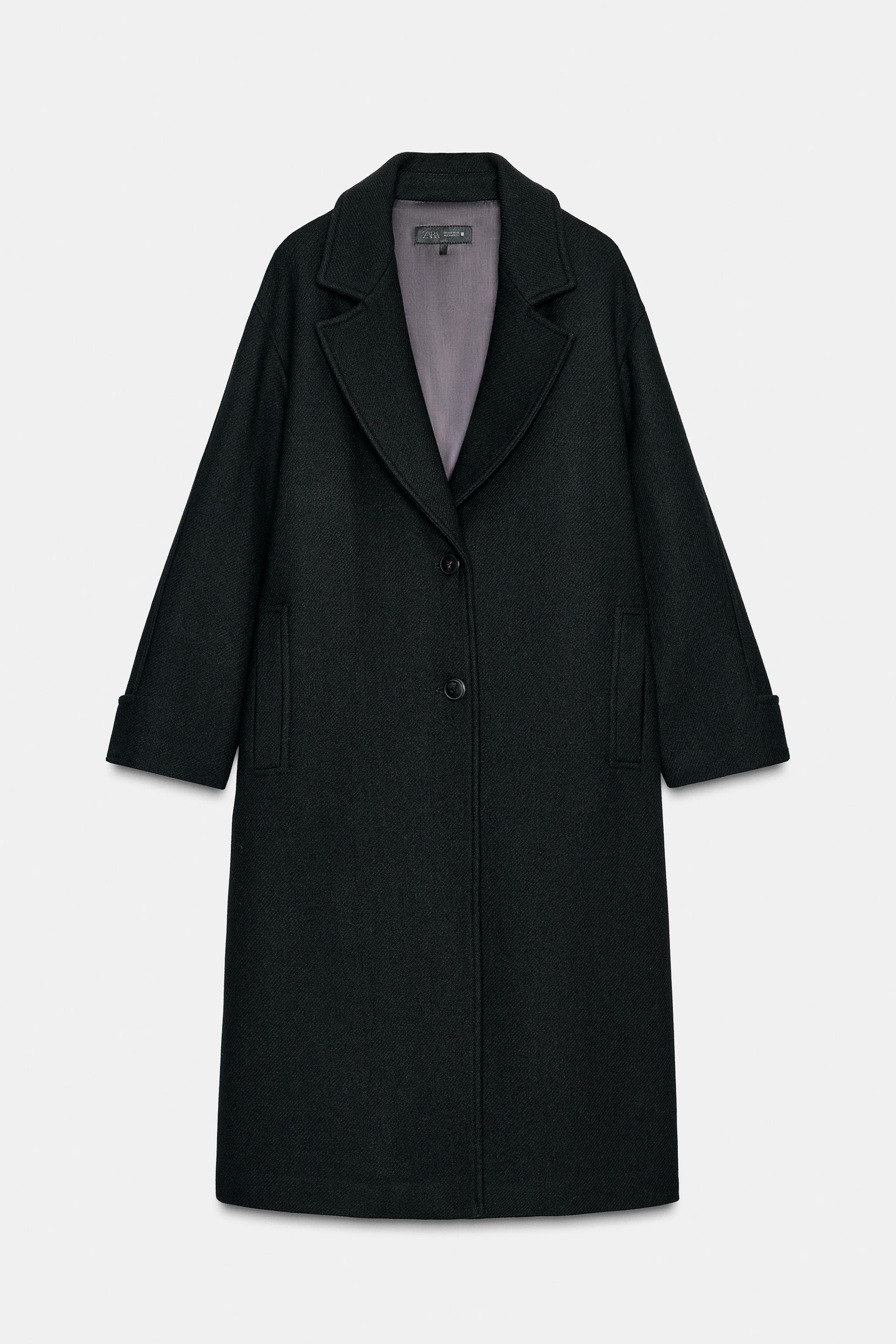Oversized Wool Coat With Contrast Cuff