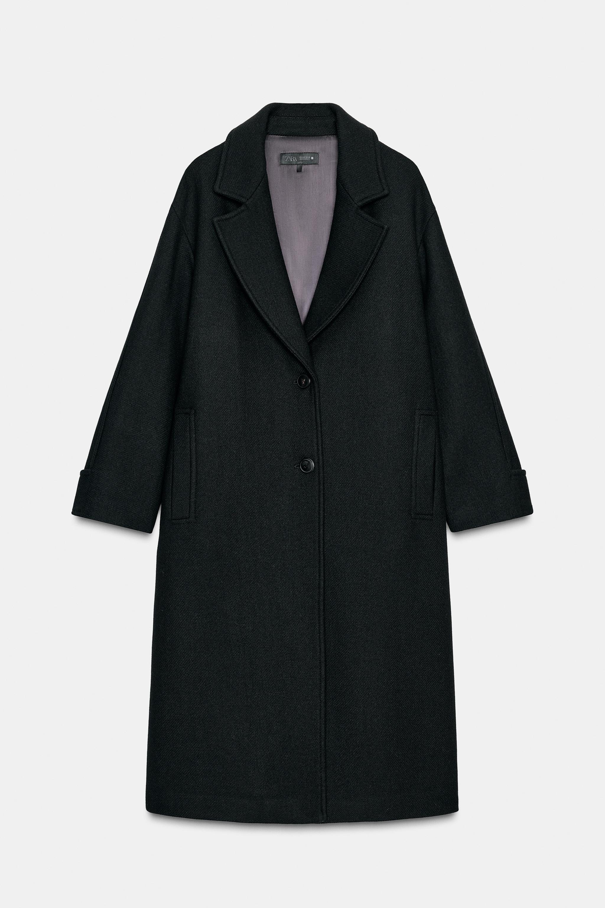 Oversized Wool Coat With Contrast Cuff