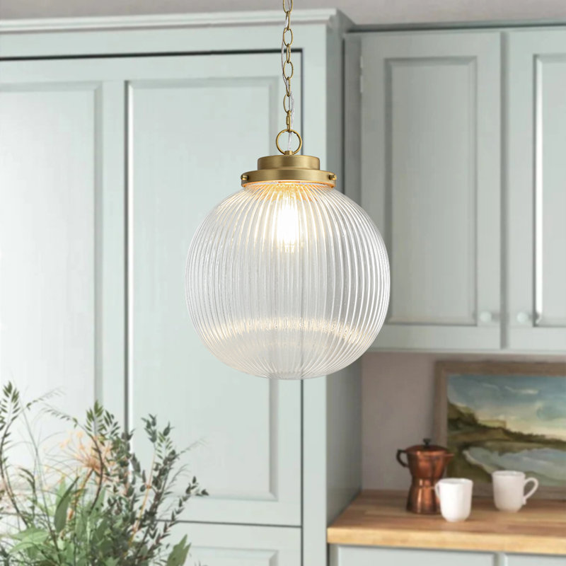 Mercer41 1-Light Ribbed Glass Globe Pendant &amp;amp; Reviews | Wayfair