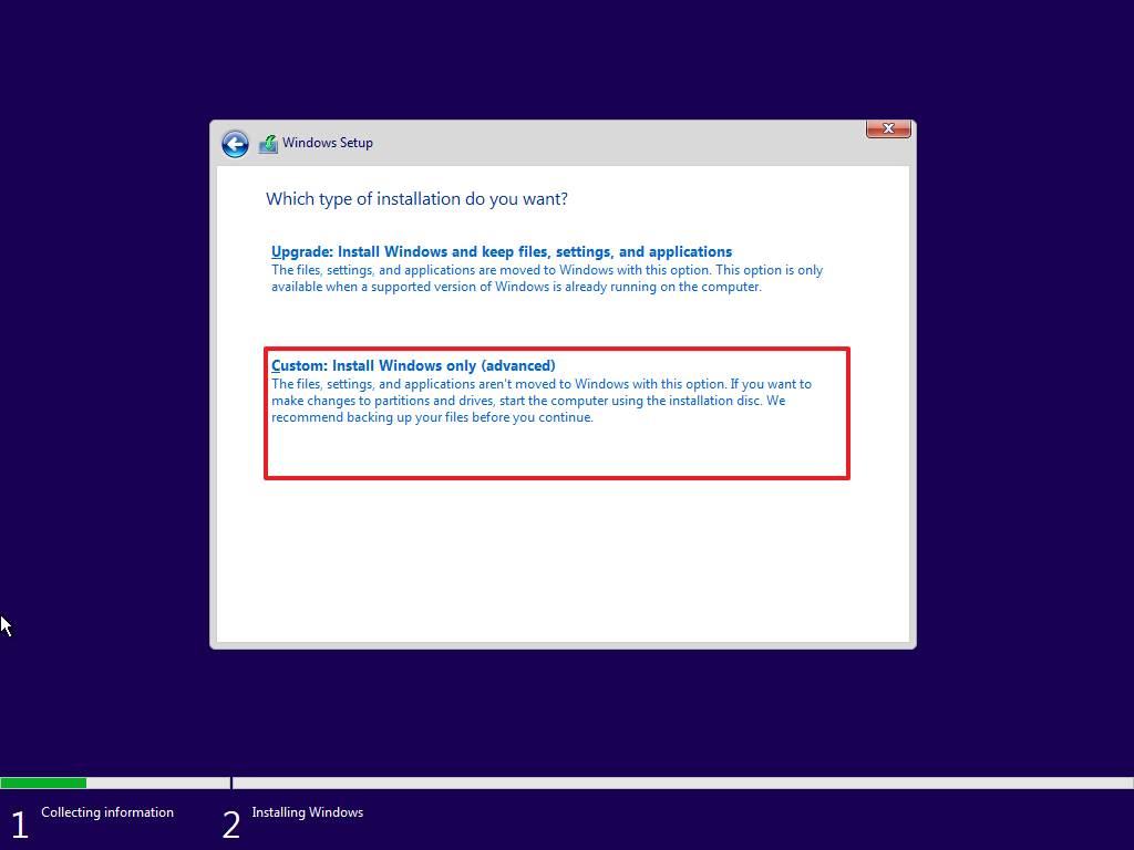 Windows 11 clean install option
