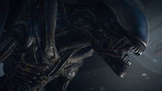  Isolation. A terrifying xenomorph alien is baring its sharp teeth.