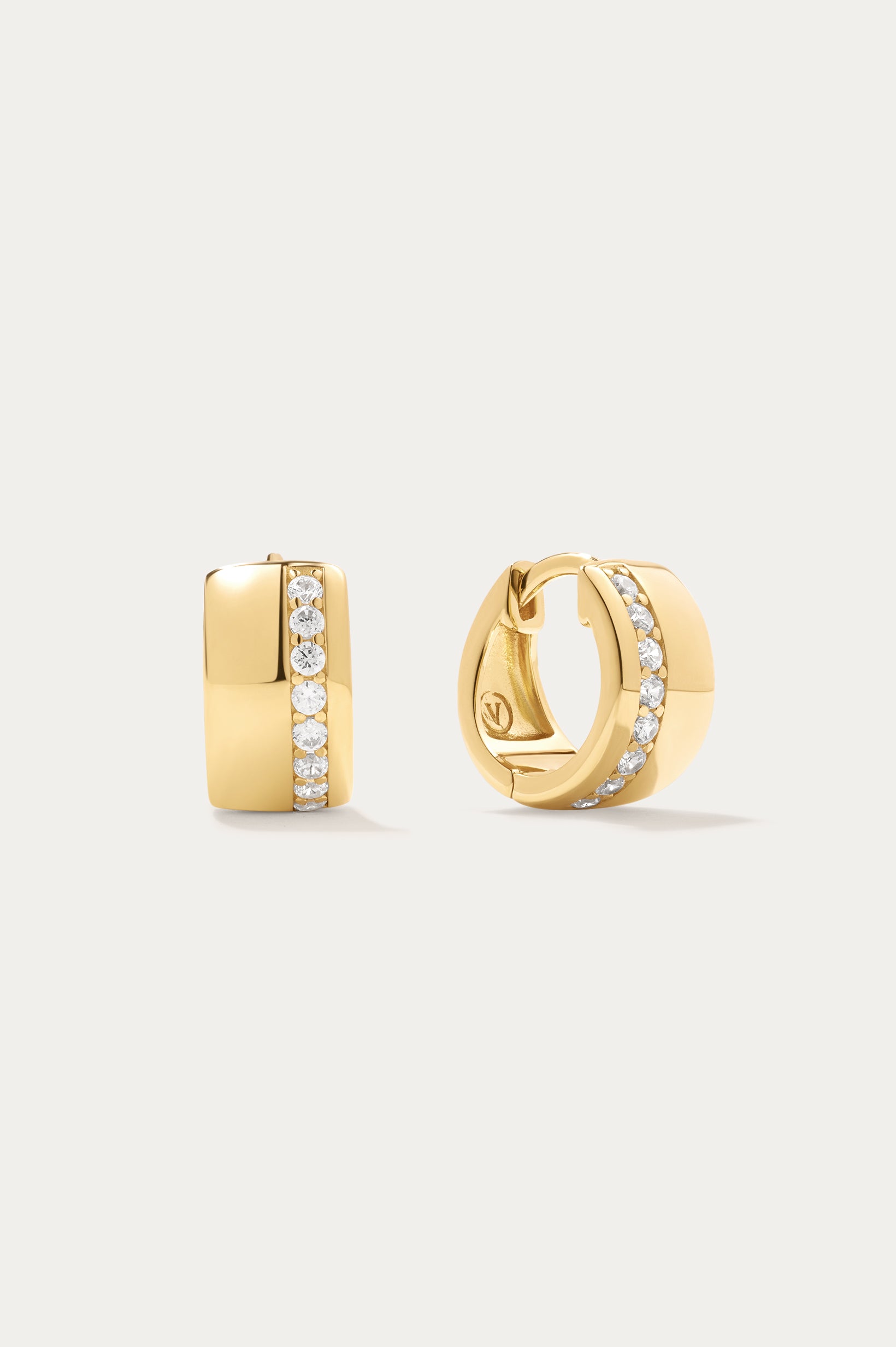 Juni Pavé Chunky Huggie Earrings in Gold