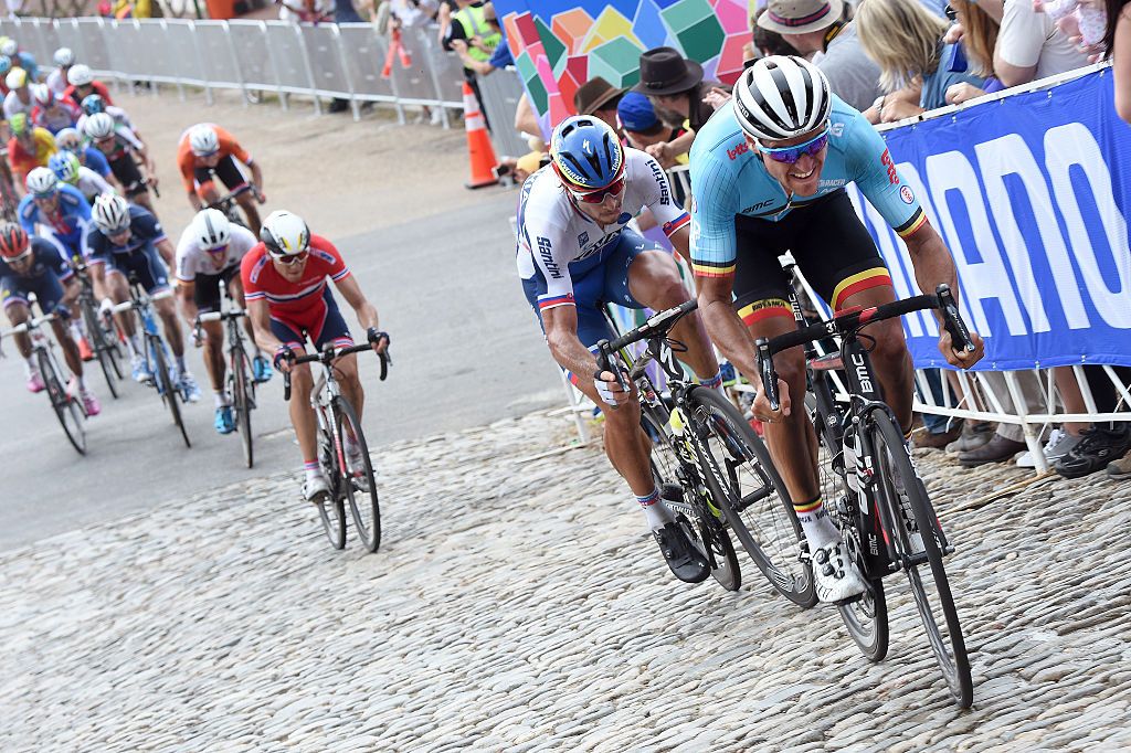 Cycling: Road World Championships 2015 / Men Elite
Greg VAN AVERMAET (Bel)/ Peter SAGAN (Svk)/ 23th Street Hill /
Richmond - Richmond (261,4Km)/
Hommes Mannen / Championat du Monde Route / Wereldkampioenschap Weg WC /pool gw &Acirc;&copy;Tim De Waele