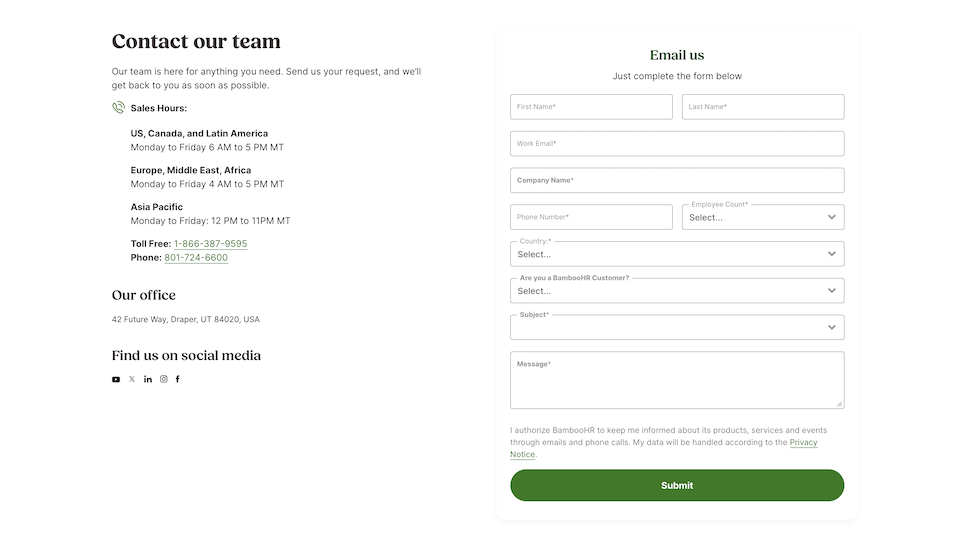 BambooHR website screenshot