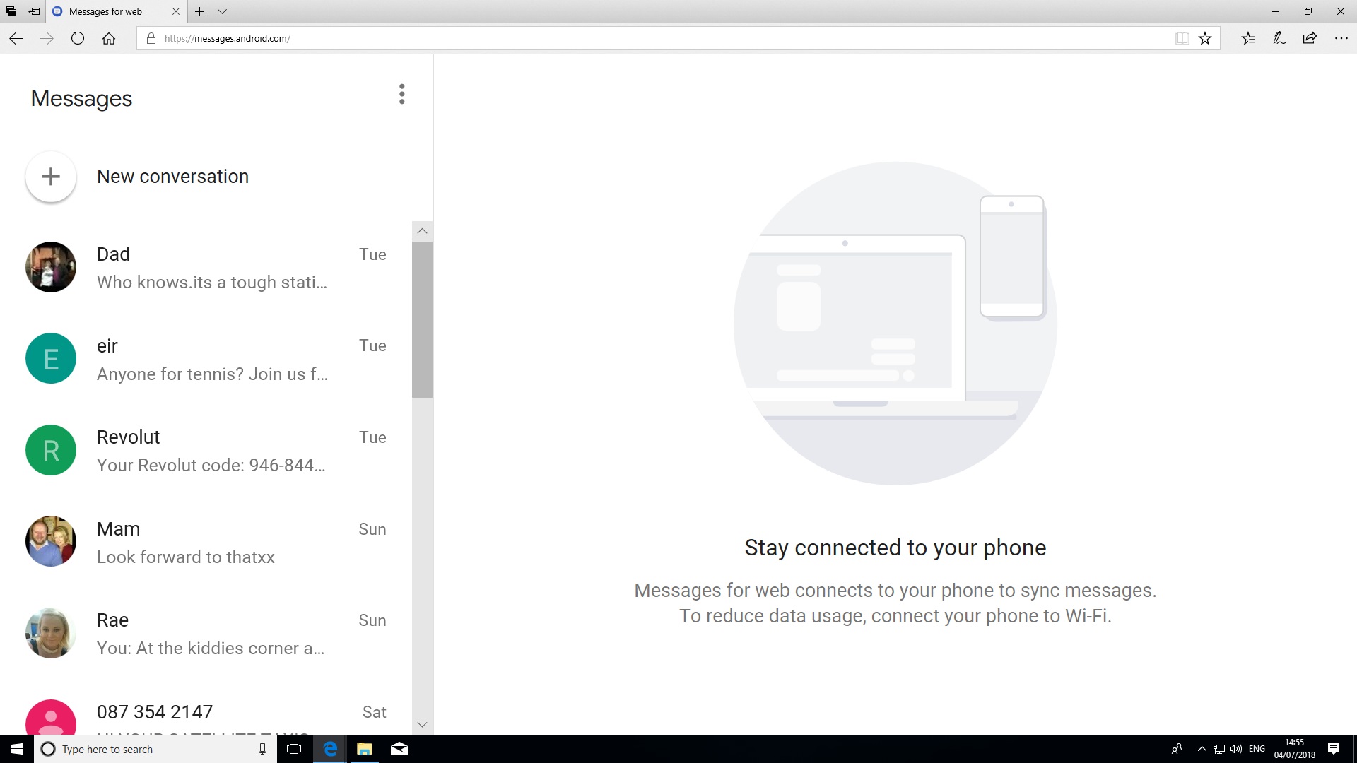 Android Messages for Web