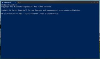Importing Fedora for WSL through PowerShell