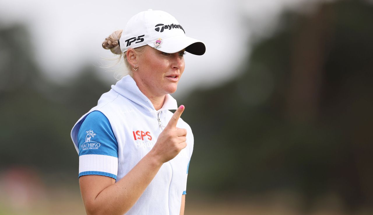 Charley Hull points her finger